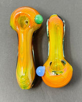 4 Inch Heavy Gold Fume Thin Line Art Hand Pipe